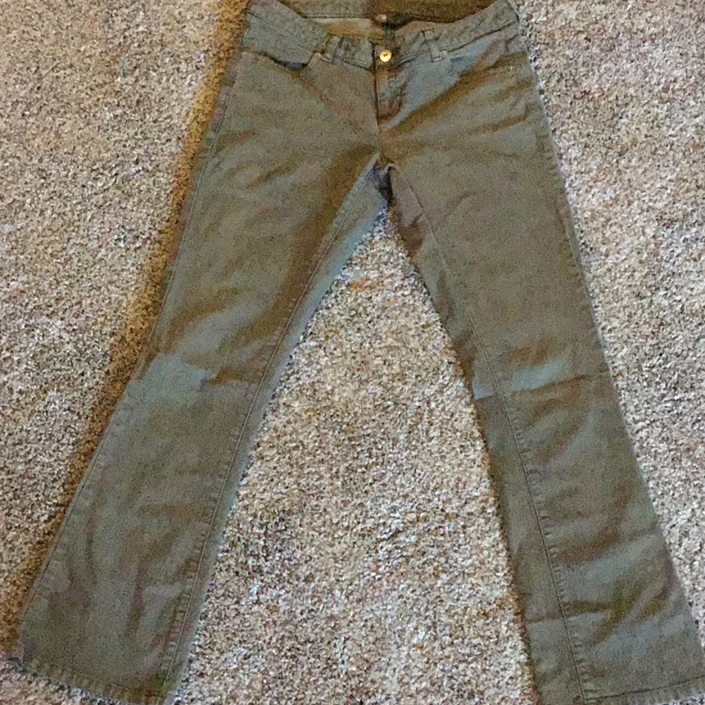 The North Facebook Olive Green Flare Pants 80% cotton